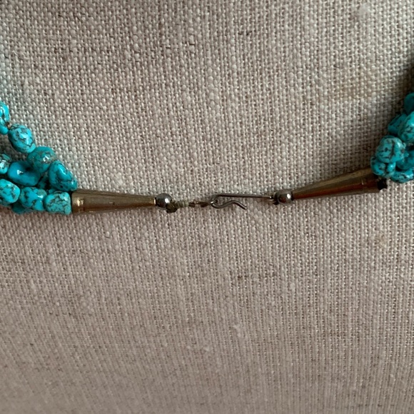 Aqua Colored 4 Strand Beaded Necklace - Picture 2 of 4
